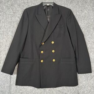 Defense Logistics Agency Coat Mens Size 42L Black Military Wool Gold‎ Button